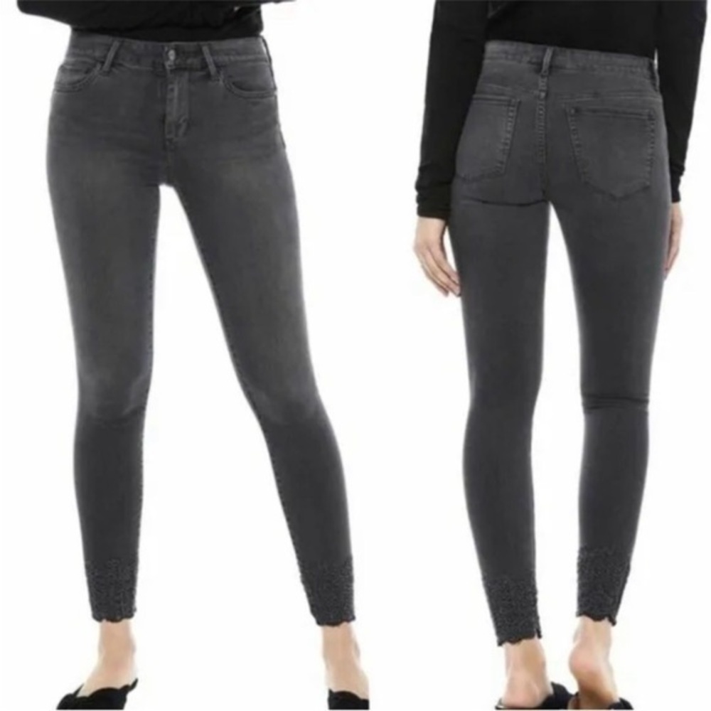 Sam Edelman Gray Skinny Jeans with Lace Detail